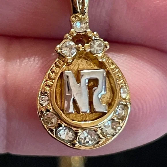 Nina Ricci Gold Plated Two Tone Pendant Necklace with Rhinestones - Picture 1 of 10